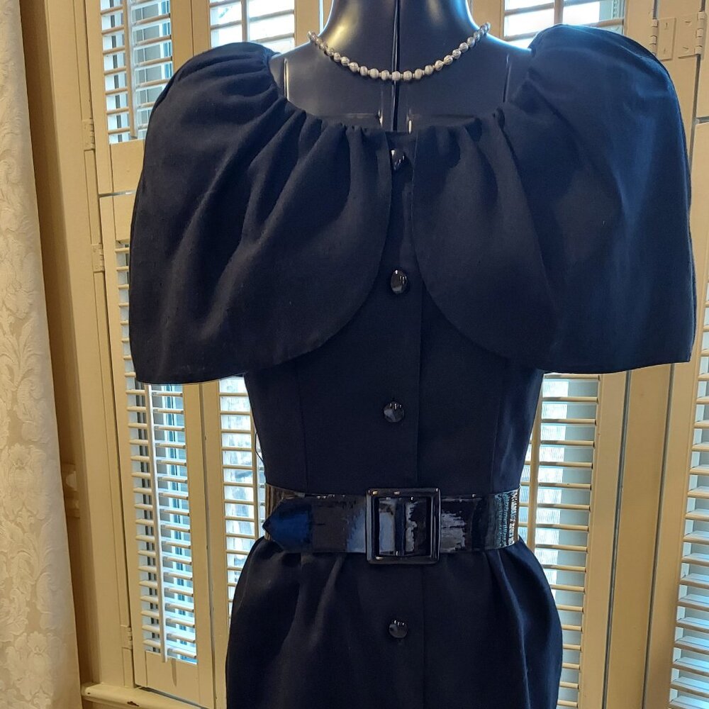 Unique Little Black Vintage Mini Caped Dress Size S